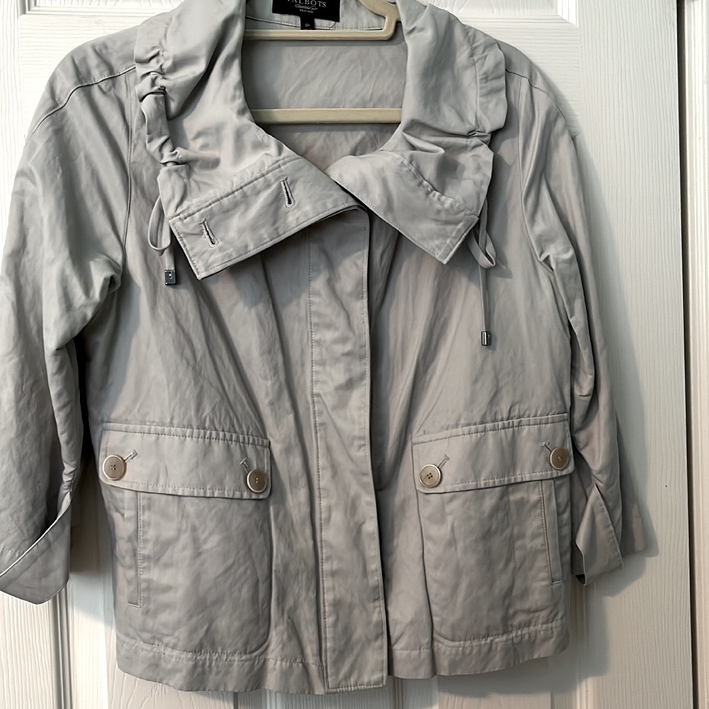 Talbots Petite Cropped Utility Jacket in Stone Gray